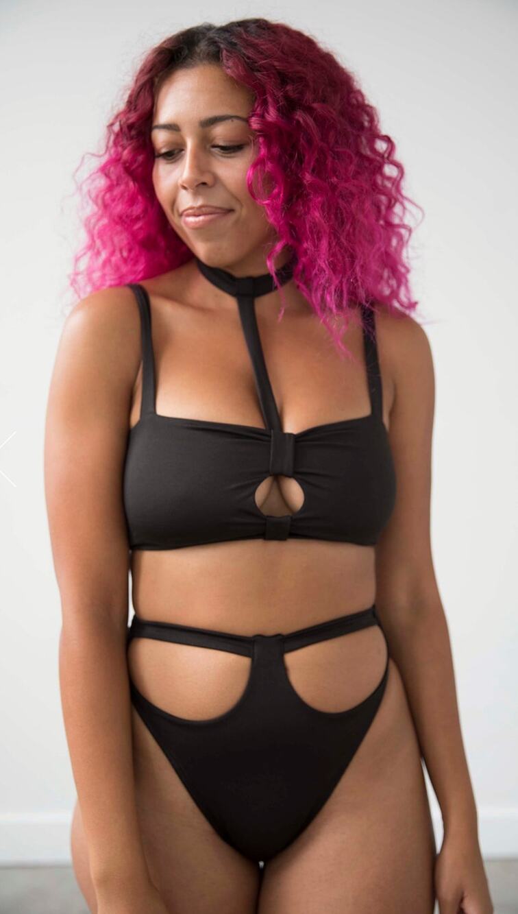 Cedar & Sand Cleopatra Bikini Bottom Top Womens Small Black Swimwear New